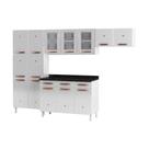 Armário de Cozinha de Aço Completa com Balcão Regina Multimóveis Glass CR6139 Branco