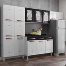 Armário de Cozinha de Aço Completa com Balcão Regina Multimóveis Glass CR6140 Branco/Preto