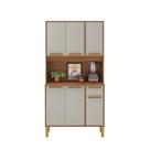 Armário De Cozinha De Parede Compacta Moderno Completa Madeira Lagos com 6 Portas - Freijó/Offwhite