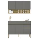 Armário de Cozinha e Balcão com Tampo 150cm Lina K02 Gris/Freijó - Mpozenato Armário de Cozinha e Balcão com Tampo 150cm Lina K02 Gris/Freijó - Mpozenato