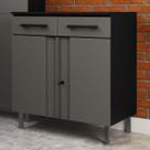 Armário de Cozinha em Aço Multibox 2 Portas 2 Gavetas Cinza/Preto - Telasul