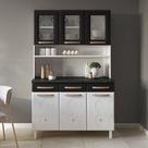 Armário de Cozinha em Aço Triplo 6 Portas 3 Gavetas Mirage New Preto/Branco Armário de Cozinha em Aço Triplo 6 Portas 3 Gavetas Mirage New Preto/Branco