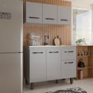 Armário de Cozinha Letícia 6 Portas 1 Gaveta Cinza - Panorama Móveis Armário de Cozinha Letícia 6 Portas 1 Gaveta Cinza - Panorama Móveis