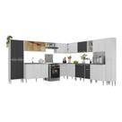Armário De Cozinha Modulada 12 Pçs Com Balcão De Pia Siena Multimóveis Mp2240 Branco-preto