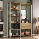 Armário De Cozinha Modulada Compacta 135cm 2 Peças Com 2 Gavetas Multimóveis Mp2284 Branco/madeirado