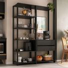 Armário De Cozinha Modulada Compacta 135cm 2 Peças Com 2 Gavetas Multimóveis Mp2284 Preto