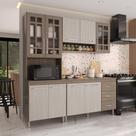 Armário de Cozinha Modulada Compacta Fidelitá Paris 3 Peças 190cm 9 Portas 3 Gavetas Com Tampo Nogal/Salinas