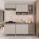 Armário de Cozinha Modulada Compacta Fidelitá Paris 4 Peças 190cm 9 Portas 3 Gavetas Com Tampo Nogal/Salinas