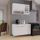 Armário de Cozinha Modulada Compacta Fidelitá Viena 2 Peças 120cm 5 Portas 3 Gavetas Com Tampo Branco
