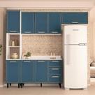 Armário de Cozinha Modulada Completa 4 Peças 240cm Com Tampo 100% MDF Amara Politorno Móveis