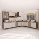 Armário de Cozinha Modulada Completa de Canto Fidelitá Paris 7 Peças 600cm 16 Portas 6 Gavetas Com Tampo Nogal/Salinas Armário de Cozinha Modulada Completa de Canto Fidelitá Paris 7 Peças 600cm 16 Portas 6 Gavetas Com Tampo Nogal/Salinas