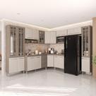 Armário de Cozinha Modulada Completa de Canto Fidelitá Paris 9 Peças 515cm 20 Portas 3 Gavetas Com Tampo Nogal/Salinas Armário de Cozinha Modulada Completa de Canto Fidelitá Paris 9 Peças 515cm 20 Portas 3 Gavetas Com Tampo Nogal/Salinas