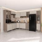 Armário de Cozinha Modulada Completa de Canto Fidelitá Paris 9 Peças 515cm 20 Portas 3 Gavetas Com Tampo Nogal/Salinas Armário de Cozinha Modulada Completa de Canto Fidelitá Paris 9 Peças 515cm 20 Portas 3 Gavetas Com Tampo Nogal/Salinas
