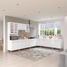 Armário de Cozinha Modulada Completa de Canto Fidelitá Viena 7 Peças 600cm 16 Portas 6 Gavetas Com Tampo Branco