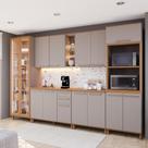 Armário de Cozinha Modulada Completa Fidelitá Berlim 6 Peças 340cm 14 Portas 3 Gavetas Com Tampo Camurça/Freijó Armário de Cozinha Modulada Completa Fidelitá Berlim 6 Peças 340cm 14 Portas 3 Gavetas Com Tampo Camurça/Freijó