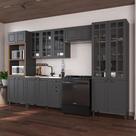 Armário de Cozinha Modulada Completa Fidelitá Nara 100% MDF 5 Peças 350cm 16 Portas 2 Gavetas Sem Tampo Chumbo Armário de Cozinha Modulada Completa Fidelitá Nara 100% MDF 5 Peças 350cm 16 Portas 2 Gavetas Sem Tampo Chumbo