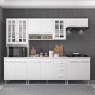 Armário de Cozinha Modulada Completa Fidelitá Viena 5 Peças 260cm 13 Portas 3 Gavetas Com Tampo Branco