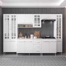 Armário de Cozinha Modulada Completa Fidelitá Viena 6 Peças 295cm 15 Portas 3 Gavetas Com Tampo Branco