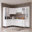 Armário de Cozinha Modulada Completa Fidelitá Viena 6 Peças 375cm 14 Portas 3 Gavetas Com Tampo Branco