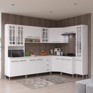 Armário de Cozinha Modulada Completa Fidelitá Viena 8 Peças 445cm 18 Portas 3 Gavetas Com Tampo Branco