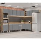 Armário de Cozinha Modulada de Canto 8 Peças CP08 Balcão com Tampo Castanho/Cinza - Lumil