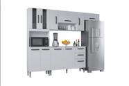 Armário de Cozinha Modulado 8 Portas 3 Gavetas com Espaço para Geladeira Branco Armário de Cozinha Modulado 8 Portas 3 Gavetas com Espaço para Geladeira Branco