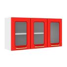 Armário de Cozinha Modulado Colors 6010 3 Portas c/Vidro Branco/Vermelho - Bertolini Armário de Cozinha Modulado Colors 6010 3 Portas c/Vidro Branco/Vermelho - Bertolini