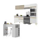 Armário De Cozinha Modulado Com Bancada Americana Multimóveis Mp2209 Branco/dourado Branco/dourado