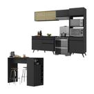 Armário De Cozinha Modulado Com Bancada Americana Multimóveis Mp2209 Preto Preto