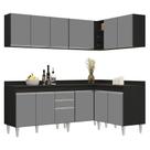 Armário de Cozinha Modulado de Canto 6 Peças CP29 Balcão com Tampo Preto/Cinza - Lumil
