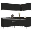 Armário de Cozinha Modulado de Canto 6 Peças CP30 com Pia Inox Preto - Lumil