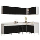 Armário de Cozinha Modulado de Canto 6 Peças CP32 Balcão com Tampo Branco/Preto - Lumil
