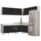 Armário de Cozinha Modulado de Canto 7 Peças CP19 Balcão sem Tampo Branco/Preto - Lumil Armário de Cozinha Modulado de Canto 7 Peças CP19 Balcão sem Tampo Branco/Preto - Lumil