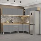 Armário de Cozinha Modulado de Canto 7 Peças CP23 Balcão com Tampo Castanho/Cinza - Lumil