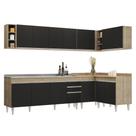 Armário de Cozinha Modulado de Canto 7 Peças CP36 com Pia Inox Castanho/Preto - Lumil