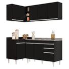 Armário de Cozinha Modulado de Canto Direito 4 Peças CP39 com Pia Inox Preto - Lumil Armário de Cozinha Modulado de Canto Direito 4 Peças CP39 com Pia Inox Preto - Lumil