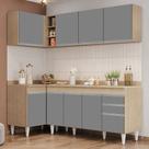 Armário de Cozinha Modulado de Canto Direito 4 Peças CP41 Balcão com Tampo Castanho/Cinza - Lumil