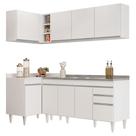 Armário de Cozinha Modulado de Canto Direito 4 Peças CP42 com Pia Inox Branco - Lumil