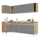 Armário de Cozinha Modulado de Canto Direito 5 Peças CP44 Balcão com Tampo Castanho/Cinza - Lumil