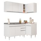 Armário de Cozinha Modulado de Canto Esquerdo 4 Peças CP48 com Pia Inox Branco - Lumil