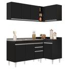 Armário de Cozinha Modulado de Canto Esquerdo 4 Peças CP48 com Pia Inox Preto - Lumil