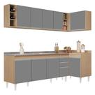 Armário de Cozinha Modulado de Canto Esquerdo 5 Peças CP54 com Pia Inox Castanho/Cinza - Lumil