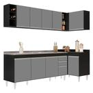Armário de Cozinha Modulado de Canto Esquerdo 5 Peças CP54 com Pia Inox Preto/Cinza - Lumil Armário de Cozinha Modulado de Canto Esquerdo 5 Peças CP54 com Pia Inox Preto/Cinza - Lumil