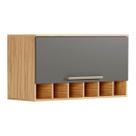 Armário de Cozinha Modulado Nápoli Prime Adega c/ 1 Porta Basculante 80cm Amendoa/Chumbo - Ronipa