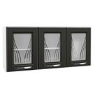 Armário de Cozinha Modulado Star New c/ 3 Portas c/Vidro Branco/Preto - Telasul