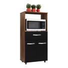 Armário De Cozinha Multiuso Luna 60cm Com 02 Portas E Nicho Integrado Savana Preto - Abmaza
