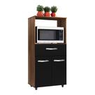 Armário de Cozinha Multiuso Luna 60cm com 02 Portas e Nicho Integrado Savana Preto - Desk Design