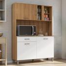 Armário de Cozinha Nicho 4 Portas 1 Gaveta Ripado MDP 120cm Branco Armário de Cozinha Nicho 4 Portas 1 Gaveta Ripado MDP 120cm Branco