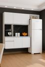 Armário de Cozinha Suspensa 180cm Branco Completo com Balcão e 5 Portas Poquema