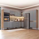 Armário de Cozinha Thalia 18 Portas 3 Gavetas Freijó/Cinza - Pnr Móveis Armário de Cozinha Thalia 18 Portas 3 Gavetas Freijó/Cinza - Pnr Móveis